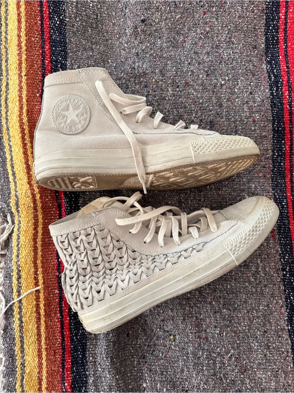 Converse High-Top Woven Suede Sneakers - Beige